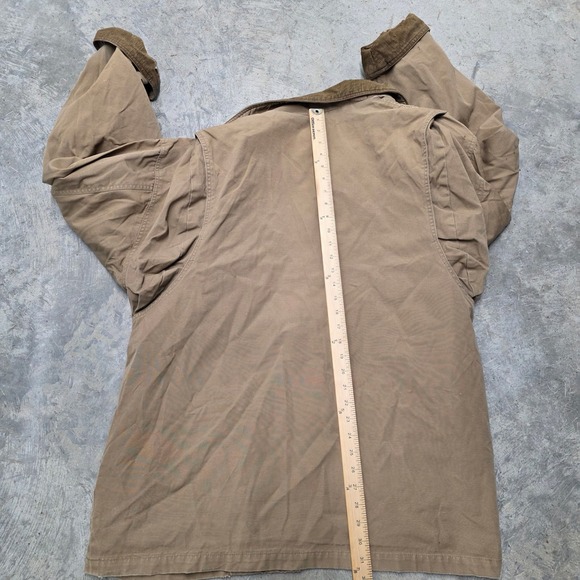 Vintage Mens Tan Workwear Chore Jacket Corduroy Collar Quilted Lined Distressed - Picture 5 of 7